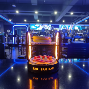 Plateau à fruits rotatif à 2 niveaux avec éclairage LED pour bar et KTV, plateau à collations rechargeable avec logo personnalisé - Product Image 1