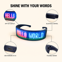 Lunettes LED Lumineuses avec Contrôle Bluetooth via APP, Affichage Matriciel RGB 12x36 Points, 432 LED, Rechargeables USB, Autonomie 5H, Matériau ABS, Idéales pour les Fêtes