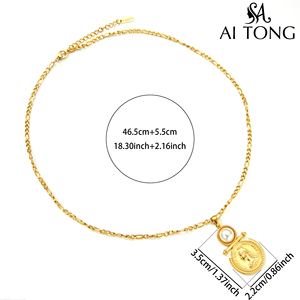 ชุดสร้อยคอและต่างหูสแตนเลสสตีล 18K แบบกันน้ำ ลายสมอเรือวินเทจแบบใหม่ สไตล์ฝรั่งเศส แบบซ้อนได้ เหมาะสำหรับใส่ในโอกาสทางธุรกิจ - Product Image 6