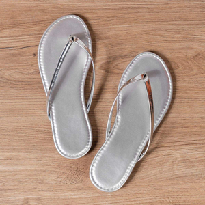 Lowest Price Ladies Plus Size Fashion Gold Peep Toe Flat Bottom Soft Beach <b>Slides</b> Flip Flops Slipper for Women - Product Image 3