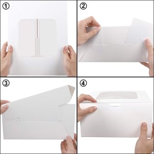 Boîtes en carton blanc avec fenêtre pour gâteaux, pâtisseries, chocolats, biscuits, tartes - Product Image 1