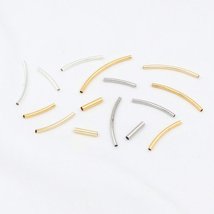 18k gold-plated <b>copper</b> curved and straight pipe connecting tube, hollow beaded <b>bracelet</b> and necklace DIY jewelry accessories - Product Image 4