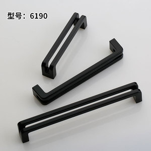 Lgcdis Black Cabinet Door Handles Zinc Alloy Bar Shape Minimalist Design <b>Wardrobe</b> Furniture <b>Hardware</b> - Product Image 3