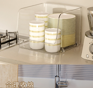 현대 아크릴 투명 캐비닛 보관 상자 플라스틱 직사각형 데스크탑 주최자 쌓을 수있는 주방 제품 용기 - Product Image 6