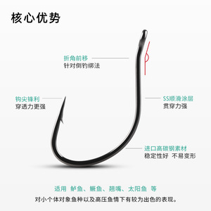 Nouvelle hameçon de pêche 8801 n° Hameçon simple en acier à haute teneur en carbone, à ardillon, pour la pêche à la perche en eau douce et en rivière, pour pêche inversée - Product Image 1
