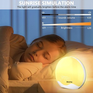 Nouvelle lampe d'ambiance double face colorée avec coque ABS, simulation de lever de soleil, alimentation USB, contrôle tactile, LED, horloge électronique et alarme - Product Image 3