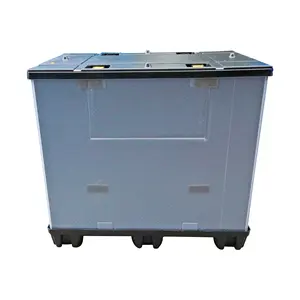 1177 caixa de palhetas de plástico dobrável, caixa para palhetas, dobrável, caixa de rotação de palete hdpe com uma porta