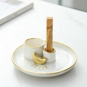 Encens et bougeoir pour brûler la sauge Palo Santo Holder Ash Catcher Tray for Smudge Meditation Yoga Porte-encens en céramique - Product Image 3
