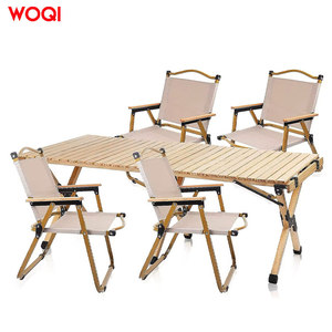 ชุดโต๊ะและเก้าอี้พับได้ Woqi ขนาด 100x80x60 ซม. เฟอร์นิเจอร์เหล็กสำหรับตั้งแคมป์ สระว่ายน้ำ ปิ้งย่าง - Product Image 1