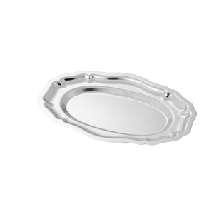 Plateau ovale en acier inoxydable 304 poli pour nourriture <span class=keywords><strong>russe</strong></span>, collations, desserts, fruits, plateau à gâteau fin, compatible micro-ondes - Product Image 4