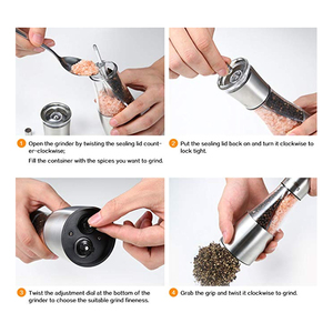 En Acier inoxydable bady Broyeur 2in1design Salière <span class=keywords><strong>et</strong></span> Poivrière, 2in1 Manuel Sel <span class=keywords><strong>et</strong></span> Poivrière avec Verre Acrylique - Product Image 6