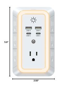 11 en 1 prise USB Extender parasurtenseur 1800 <span class=keywords><strong>Joules</strong></span> 7 AC Multi Plug 3 Side Swivel Power Strip Splitter - Product Image 6