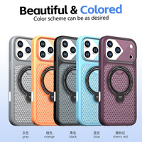 Étui de protection antichoc 2 en 1 en TPU PC avec dos ventilé en nid d'abeille 360° °   Support rotatif avec anneau et protection intégrale pour iPhone 18 17 16 Pro Max
