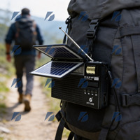 Kts Ktf-1440 Taşınabilir 2 İnç Su Geçirmez Güneş Enerjili Dış Mekan Hoparlörü Kablosuz AM/FM 3 Bantlı Radyo El Feneri USB TF Pil