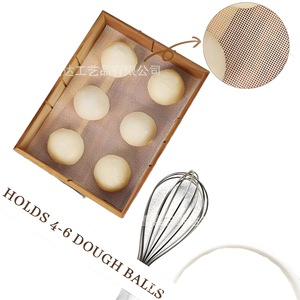 Caja de almacenamiento de masa de madera de acacia con base de malla, capacidad para 4-6 bolas, para hacer pizza - Product Image 1