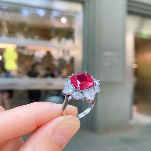 Fashion Square 12*12mm Red Zircon Romantic Necklace Ring <b>Earrings</b> 3-Piece Eco-friendly Copper Valentine Gift <b>Set</b> With Jewellery - Product Image 4