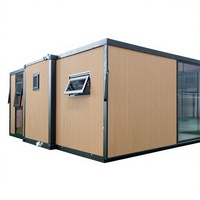Maison conteneur en verre à double aile extensible, villa préfabriquée avec design personnalisé pour projets hôteliers et résidentiels