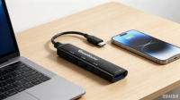 Mini Hub Dream Kacher de Aleación de Aluminio Tipo-C, 5 Puertos USB 3.0/2.0, Carga, Transferencia de Datos, Compatible con Tarjetas SD, Sin Necesidad de Enchufe