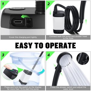 Cabezal de <span class=keywords><strong>Ducha</strong></span> Portátil DSS de ABS, Recargable, Diseño de 6000 mAh con Pantalla LED y 4 Modos de Rociado para Uso en Exteriores - Product Image 5