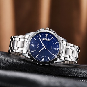 Nouvelle montre pour homme en acier inoxydable simple avec logo personnalisé, quartz, calendrier, mode, avec aiguille luminescente, cadran en verre - Product Image 5