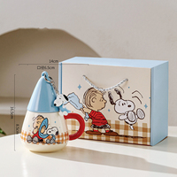 Nouveautés : Tasse en céramique Snoopy avec couvercle en forme de chapeau et breloque Snoopy 37PML – Tasse à café de dessin animé pour le bureau et la maison, idéale comme cadeau