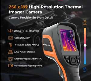 Caméra <span class=keywords><strong>thermique</strong></span> 256x192 résolution IR, <span class=keywords><strong>détecteur</strong></span> de fuites thermiques portable, sensibilité <40mK, 25Hz, inspection CVC domestique, sans couleur - Product Image 2