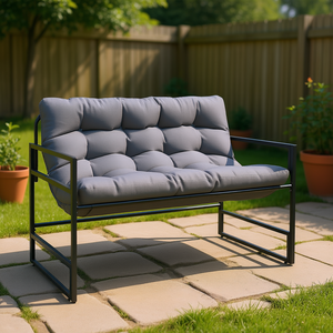 Banc de jardin anthracite, structure en acier, revêtement poudré, banc de patio en textilène, mobilier d'extérieur, design moderne minimaliste, 2 places - Product Image 2