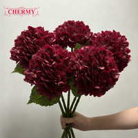 Fleur artificielle Dalian Chermy 154/196 pétales, 21 couleurs, grande tête, blanc, rose, bleu, rouge, toucher réel, hortensia de haute qualité