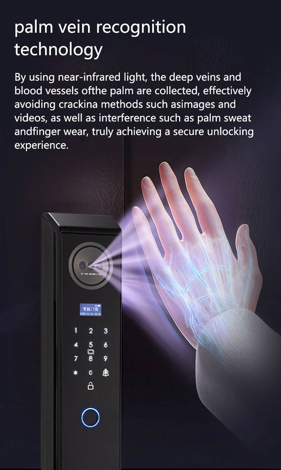 TYSH Tuya Smart Lock 3D Face Recognition IPX5 Waterproof Wood Door ...