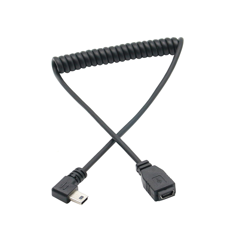Мини USB кабель спиральный обмотанный USB A мини-b 5-контактный кабель для передачи данных и зарядного устройства Разъем