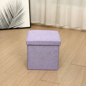 Cubo otomano de almacenamiento lujoso moderno directo de fábrica, taburete de pie plegable, asiento acolchado de tela tapizada, almacenamiento para reposapiés - Product Image 3