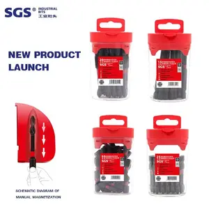 SGS High-end Red Magnetic Hanging Box S2 Material Black Phosphating Anti Rust Sleeve Impact Screwdriver Bits