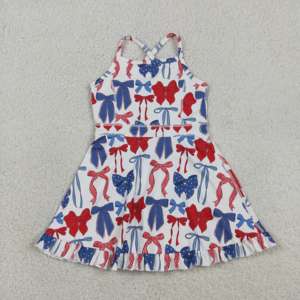 ชุดเดรสกีฬา RTS Fashion ลายดอกไม้ สำหรับเด็กผู้หญิง ใส่สบาย ระบายอากาศได้ดี เหมาะสำหรับเล่นเทนนิส โยคะ หรือกิจกรรมอื่นๆ  พร้อมกางเกงขาสั้นซับใน  สำหรับวันชาติอเมริกา (4 กรกฎาคม) - Product Image 4