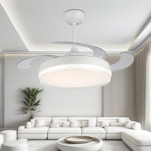 Quạt trần đèn chùm trang trí đơn giản <span class=keywords><strong>4</strong></span> cánh tích hợp đèn LED sạc không dây điều khiển từ xa - Product Image 1