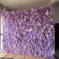 Décoration de scène de mariage Affichage de fleurs Tissu violet 5d 8ft X 8ft Roll up Flower Wall