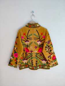 Trending Mustard Color <b>Velvet</b> Suzani <b>Jacket</b> Ethnic Handcrafted Embroidery Boho Winter Coat Artistic Festival Wear <b>Women</b> - Product Image 6