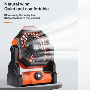 Ventilateur de refroidissement d'air portable pour l'extérieur, ventilateur miniature rechargeable par USB avec lampe de nuit LED, ventilateur de bureau pour le camping, la maison et les voyages - Product Image 5
