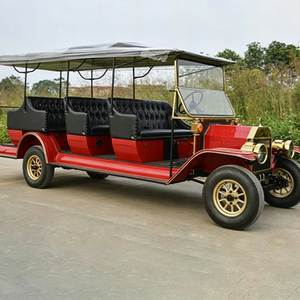 Auto Eléctrico Vintage con Carrocería Roja, Asientos de Cuero Negro y Techo Abierto para Turismo - Product Image 1