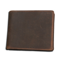 Usine directe Logo personnalisé cuir de vachette noir en cuir véritable hommes portefeuille en cuir à deux volets avec blocage Rfid