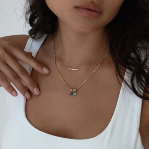 Collar Minimalista de Plata para Mujer, Cadena Dorada con Dije de Piedra Natalicia - Product Image 5