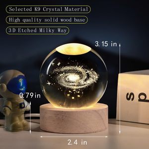 Wholesale 3D Art Luminous Crystal Ball Solar System Night <b>Light</b> <b>LED</b> <b>Lights</b> Touch Control Modern Design for Living <b>Room</b> - Product Image 5