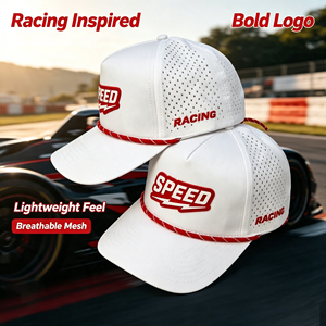Gorra <span class=keywords><strong>de</strong></span> Béisbol Personalizada con Agujeros Cortados a Láser, Parche <span class=keywords><strong>de</strong></span> Goma, Panel Deportivo Transpirable y Cuerda - Product Image 1