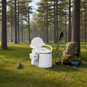 Inodoro portátil para viajes al aire libre, para acampar, hacer senderismo, pescar, con asiento y soporte para pañuelos, diseño minimalista, construcción de plástico - Product Image 2