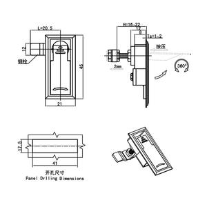 Serrure durable HJ Push-to-Close Serrure <span class=keywords><strong>de</strong></span> porte d'armoire carrée noire en alliage <span class=keywords><strong>de</strong></span> zinc pour casier d'équipement Petit avion à bouton-poussoir - Product Image 6