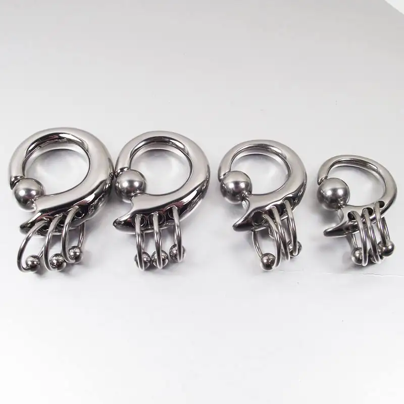 Large Size 316L Stainless Steel Spring 3 Captive Beads Rings CBR Monster Ear Plug Body Piercing Jewelry