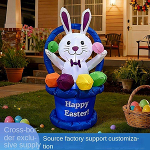 1.2-meter Easter Inflatable <b>Egg</b> <b>Basket</b> Rabbit Air Model Outdoor Festival Decoration LED Light Courtyard Ornament - Product Image 2