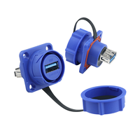 Conector USB 3.0 Plano Hembra para Montaje en Panel Lshitech M21mm IP68 Impermeable, Contactos de Cobre, Carcasa de Nailon para Cámaras de Seguridad en Exteriores