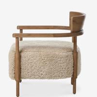 Fauteuil de loisirs moderne vintage à une place, canapé paresseux en bois massif pour salon, chambre, balcon - Avec design en tissu imitation laine d'agneau