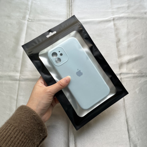 Custom Black Outer Silver Inner Foil Zipper Bags Hang Hole Reclosable Plastic Zip Pouches For Phone Case - Product Image 2