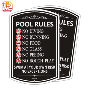 Panneau de piscine : Pas de plongée, pas de course, pas de nourriture, pas de verre, pas de jeux bruts, <span class=keywords><strong>8</strong></span> * 12 pouces - Product Image 2